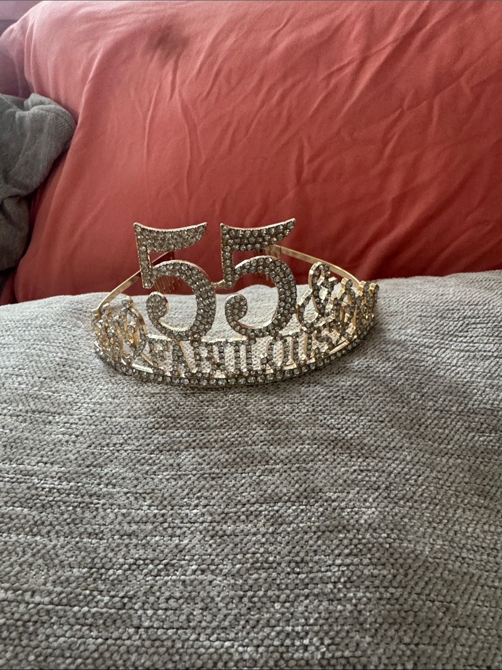 Rhinestone "55" Celebration Tiara - Gold